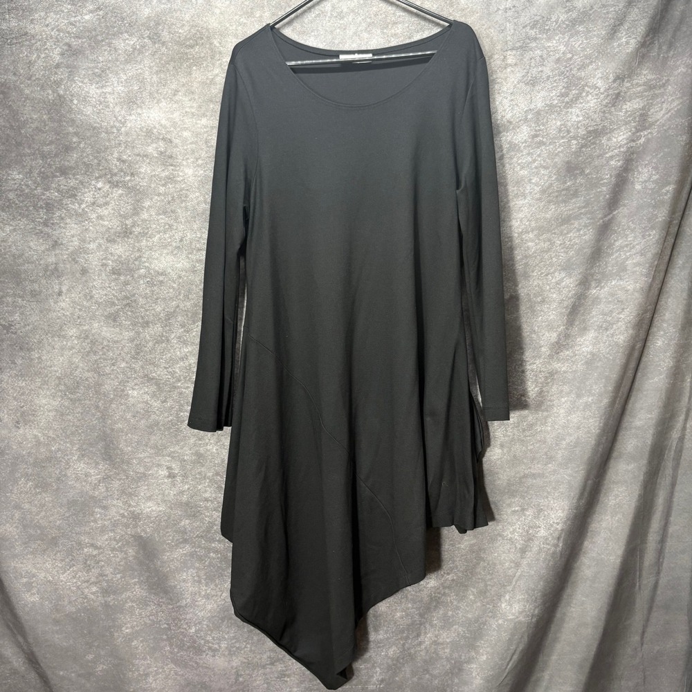 Bryn Walker Asymmetric Tunic Dress Size M Black Modal Blend Lagenlook